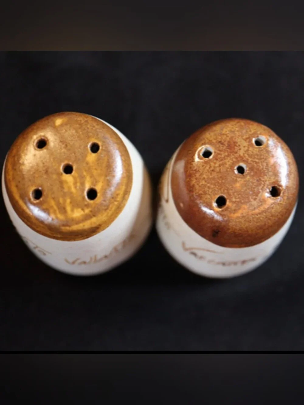 Vintage Cobalt Blue & Copper Hand Painted Puerto Vallarta Salt & Pepper Shakers